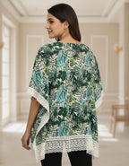 Leafy Printed Kaftan Top with Lace Border | Elegant Casual Wear | Viigobella