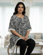 Zebra Print Kaftan Top with Lace Border | Trendy Western Wear | Viigobella
