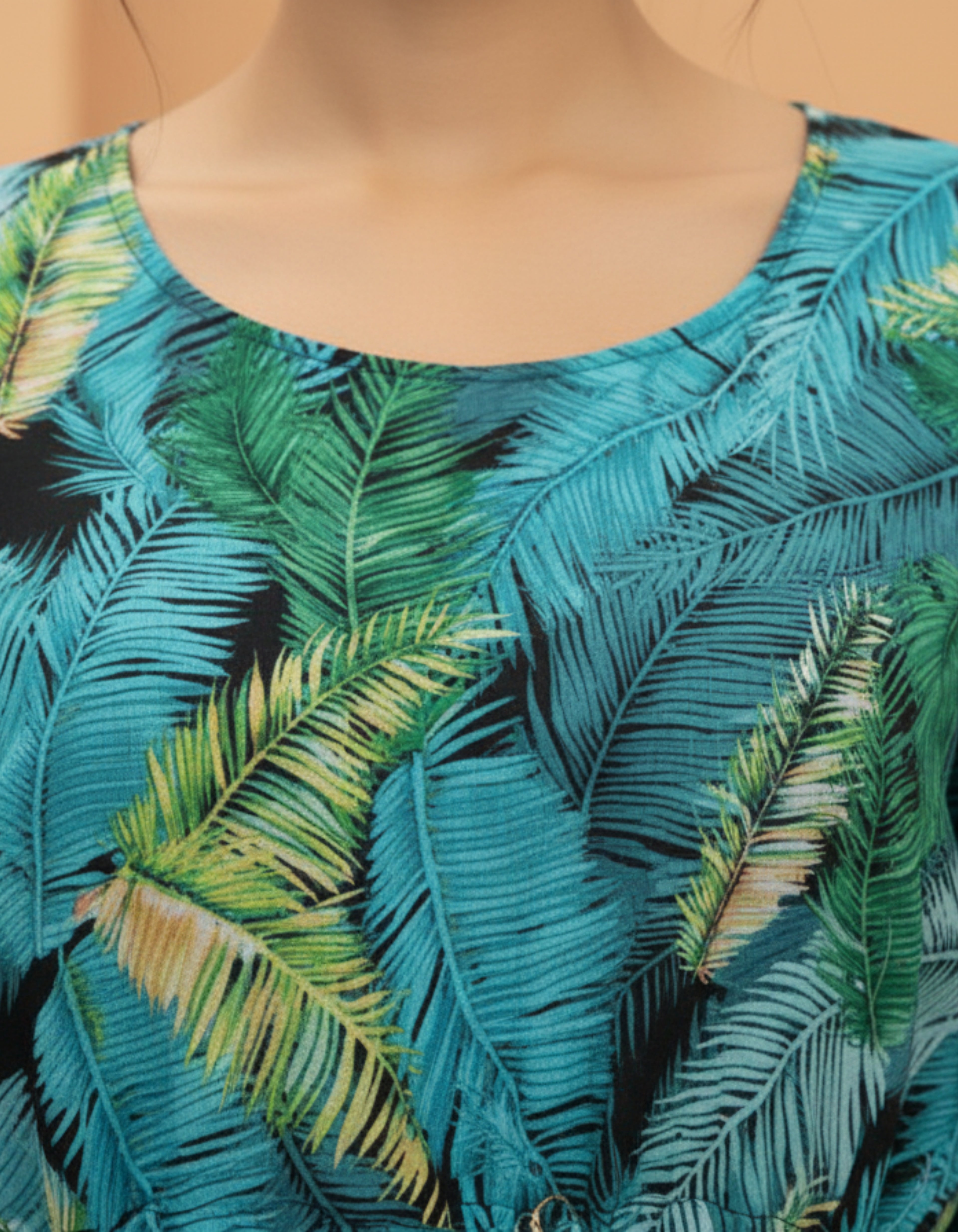 Tropical Printed Crepe Top with Lace Detailing | Stylish Casual Wear | Viigobella