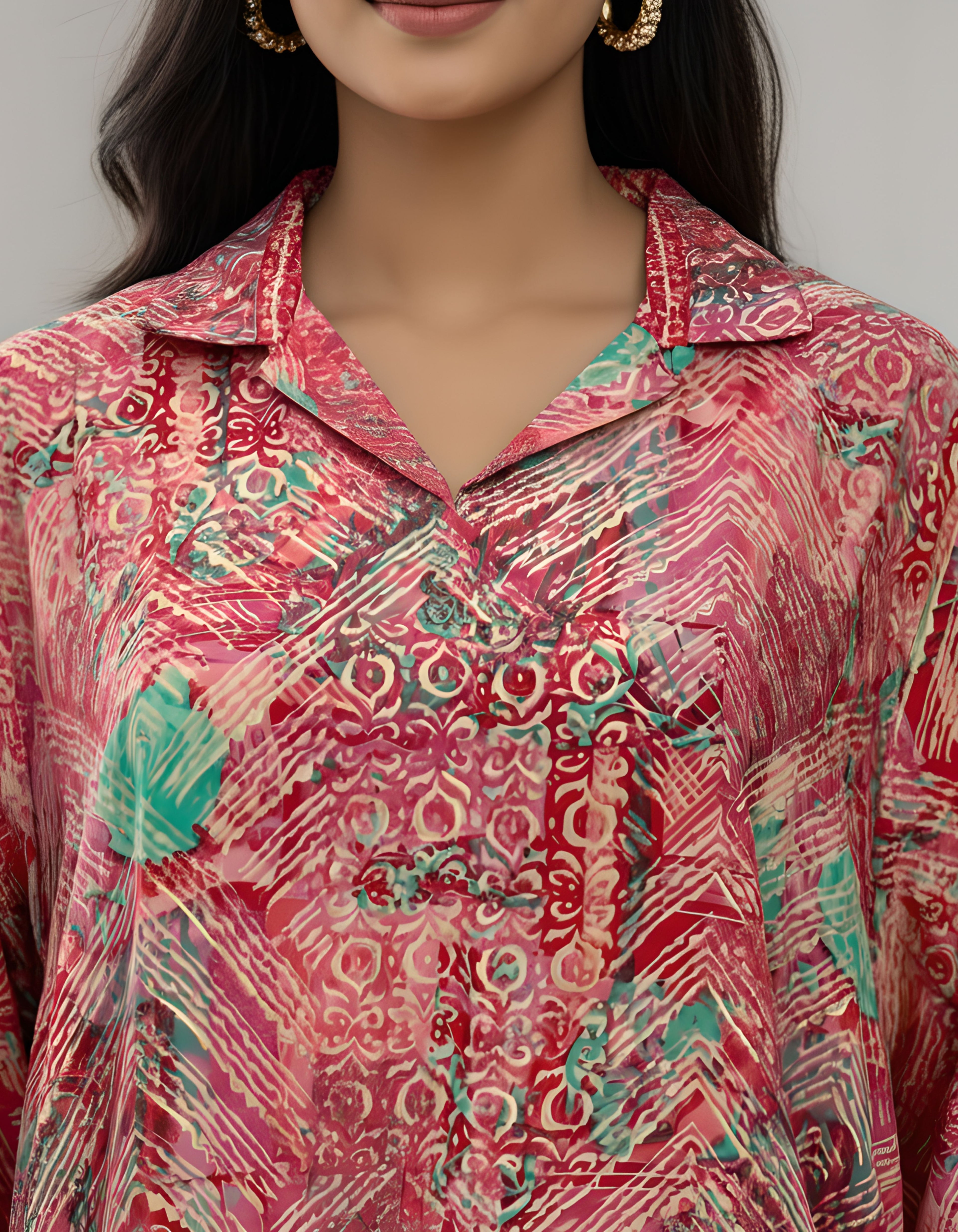 Pink & Aqua Printed Kasturi Silk Cord Set for Women