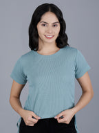 Viigobella Women’s Ribbed Crop Top in Sage Green Rib Fabric