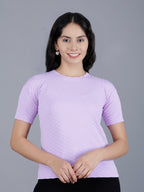 Viigobella Women’s Textured Short Sleeve Top in Lavender Cotton Fabric