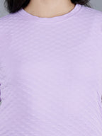 Viigobella Women’s Textured Short Sleeve Top in Lavender Cotton Fabric