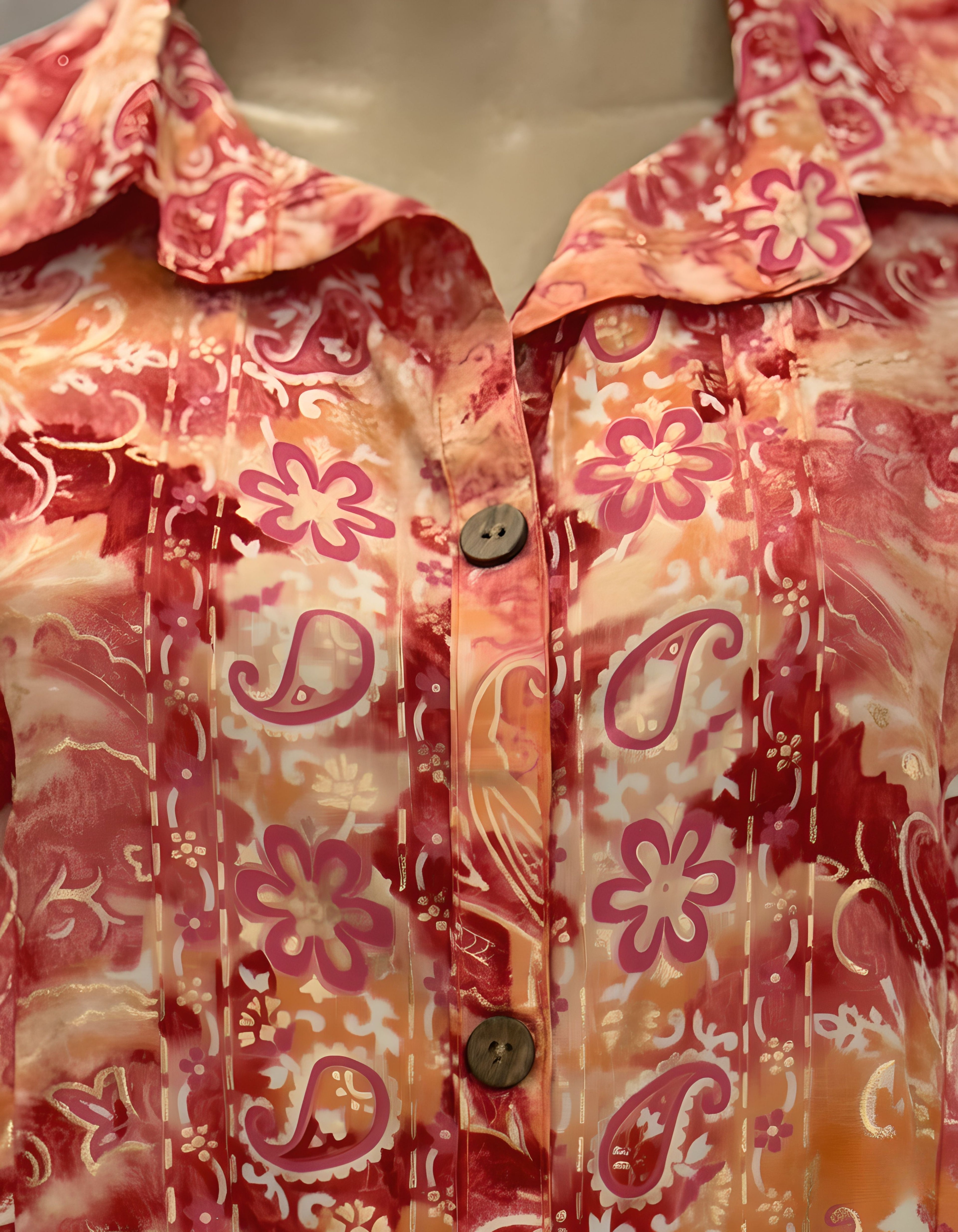 Peach Red Abstract Long Shirt Co-ord Set in Kasturi Silk – Viigobella