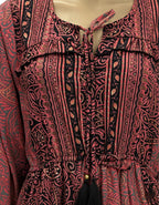 Viigobella Kasturi Silk Printed Tiered Maxi Dress with Drawstring Waist