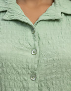 Women’s Premium Mint Green Gucci Check Textured Co-ord Set