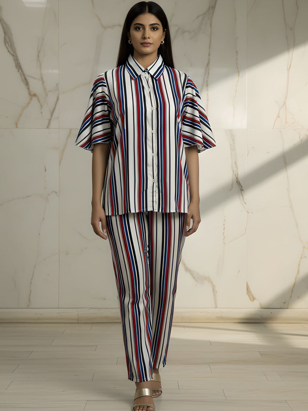 Multicolor Striped Co-ord Set for Women