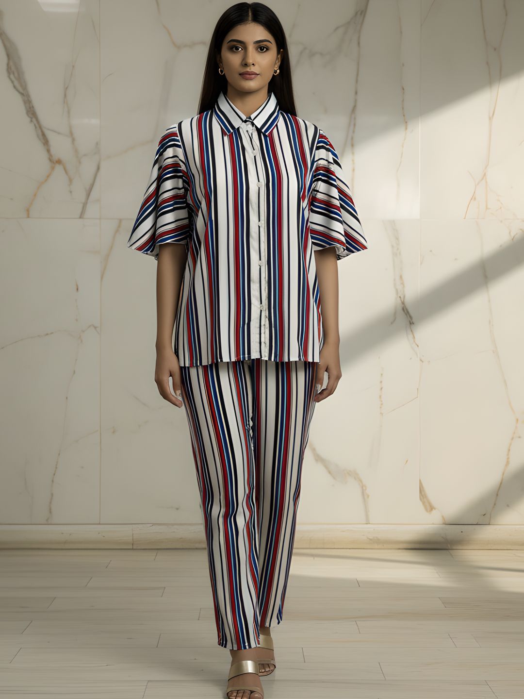 Multicolor Striped Co-ord Set for Women