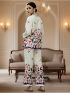 Premium Multicolor Floral Cotton Blazer Co-ord Set for Women (3-Piece)