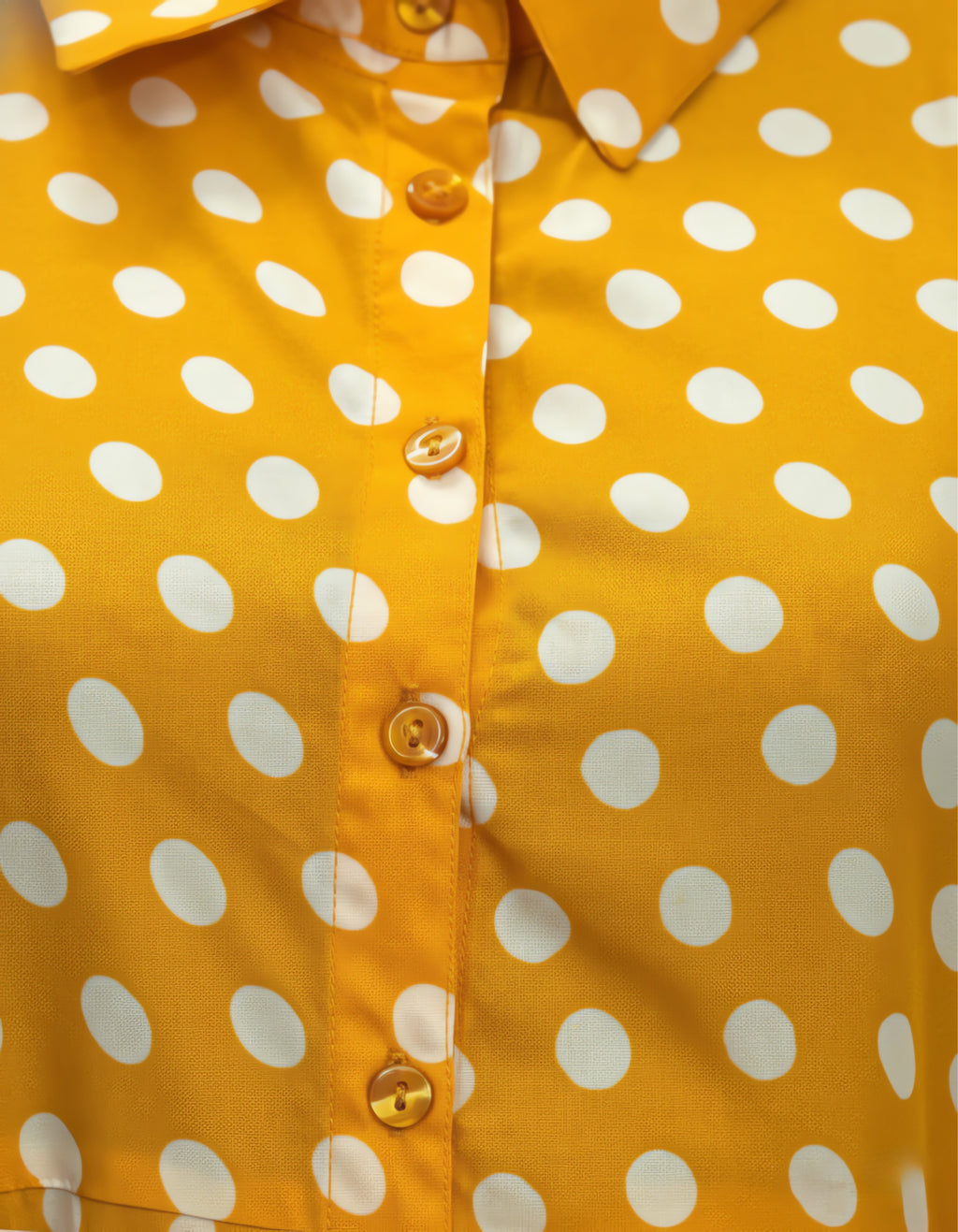Viigobella Mustard Polka Dot Crepe Button-Down Maxi Dress