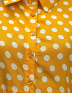 Viigobella Mustard Polka Dot Crepe Button-Down Maxi Dress