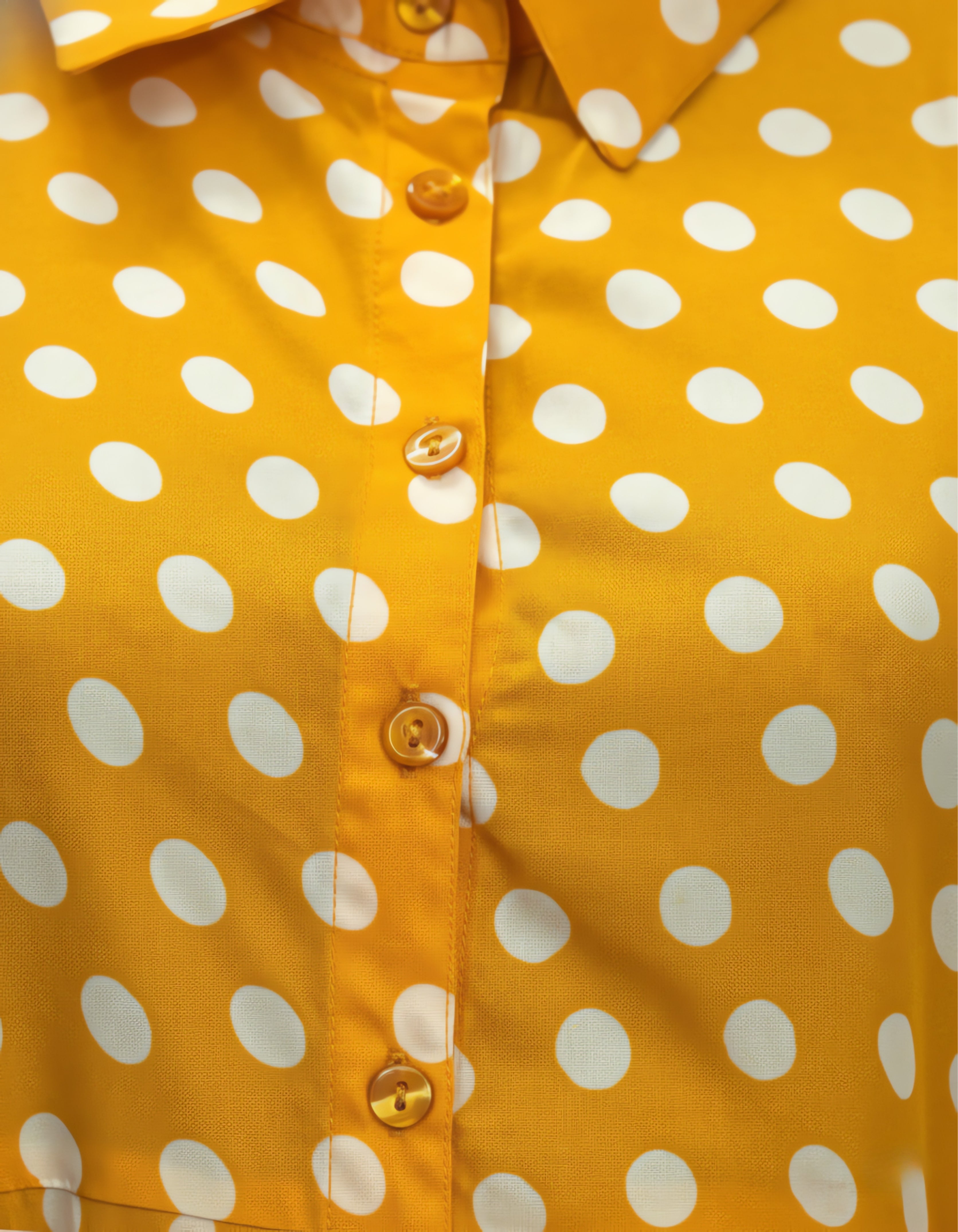 Viigobella Mustard Polka Dot Crepe Button-Down Maxi Dress