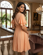 Viigobella Delta Fabric Wrap Dress with Layered Ruffle Sleeves