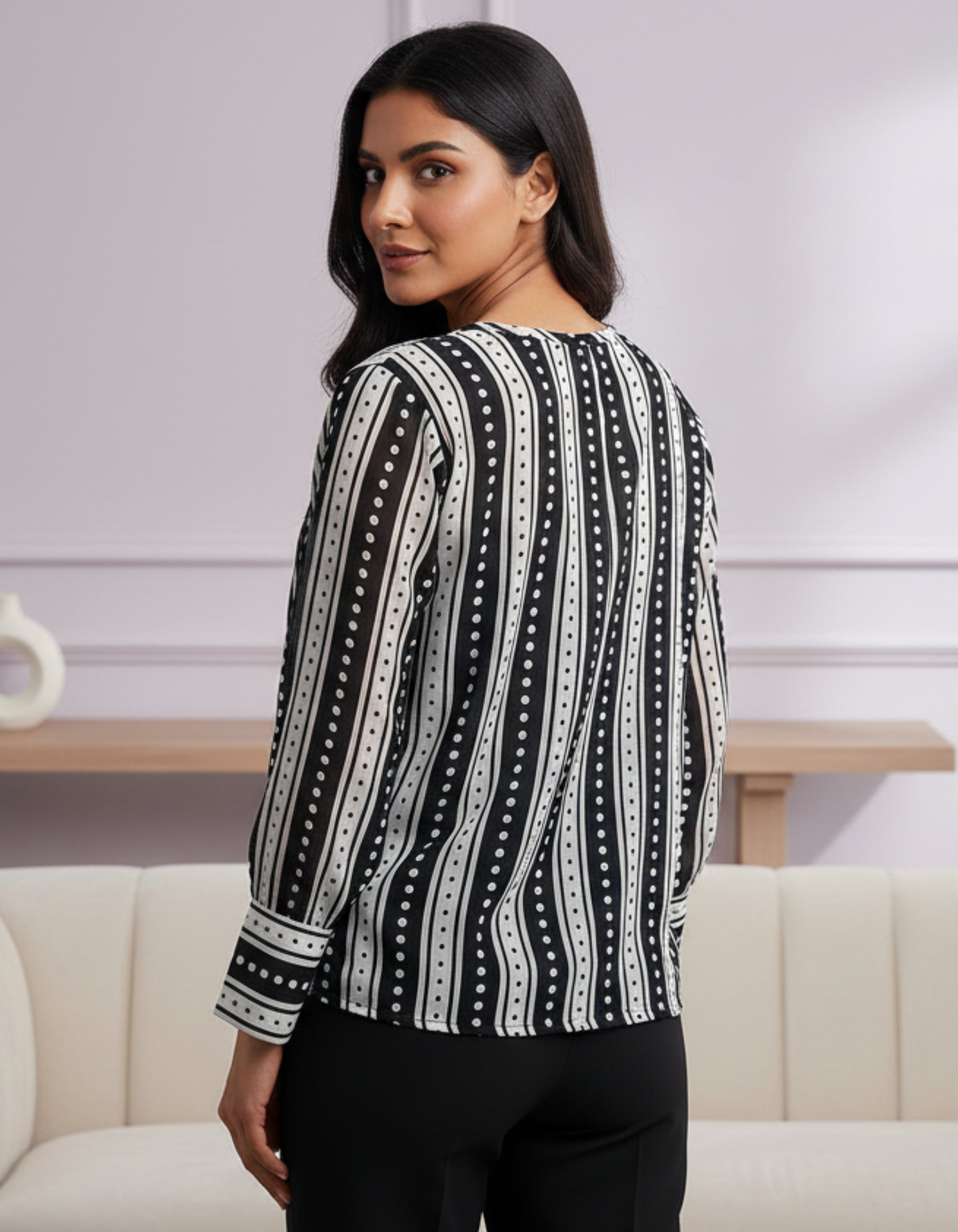 Striped Layered Georgette Top | Elegant Western Wear | Viigobella