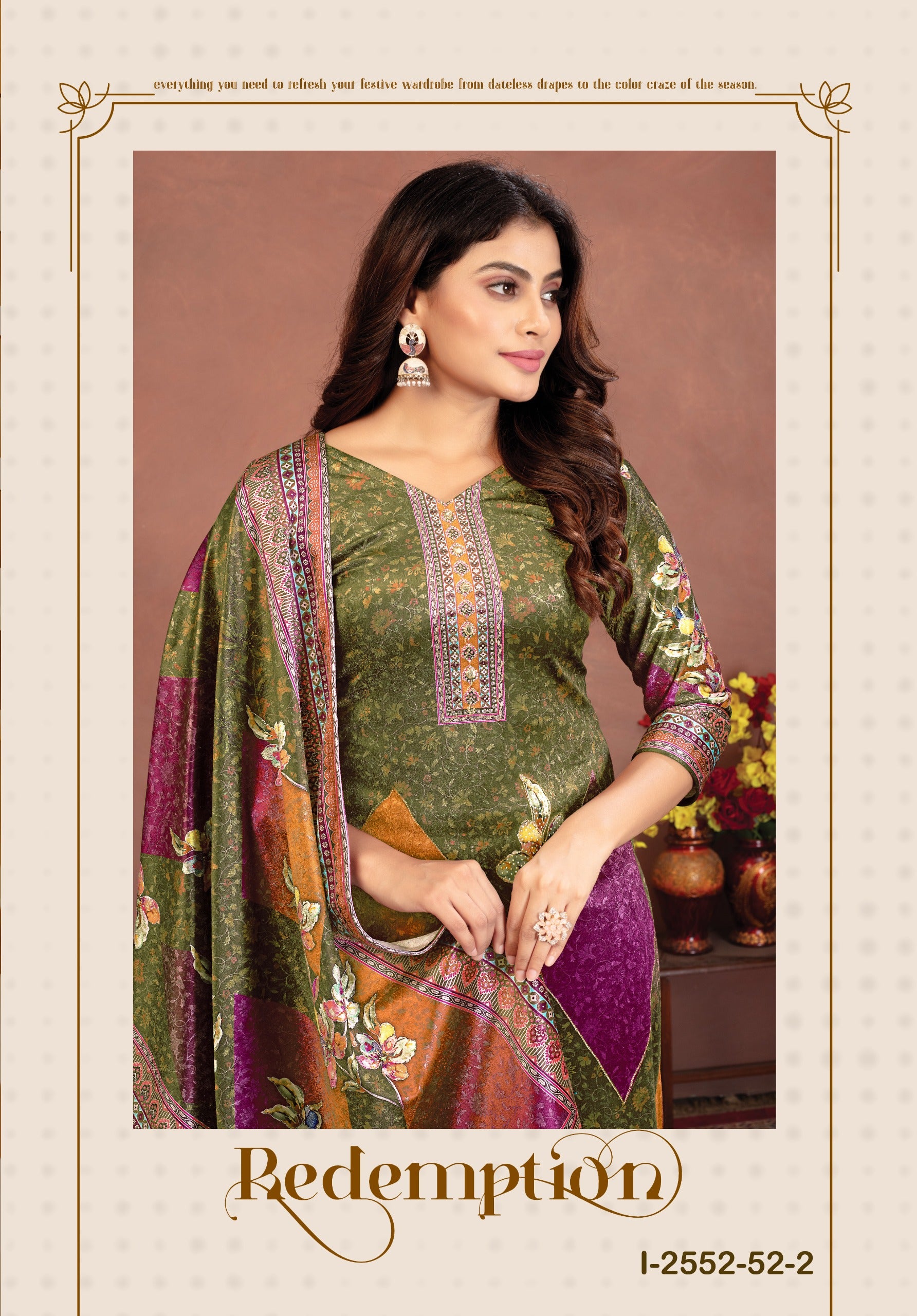 Premium Velvet Designer Printed Suit Set with Dupatta