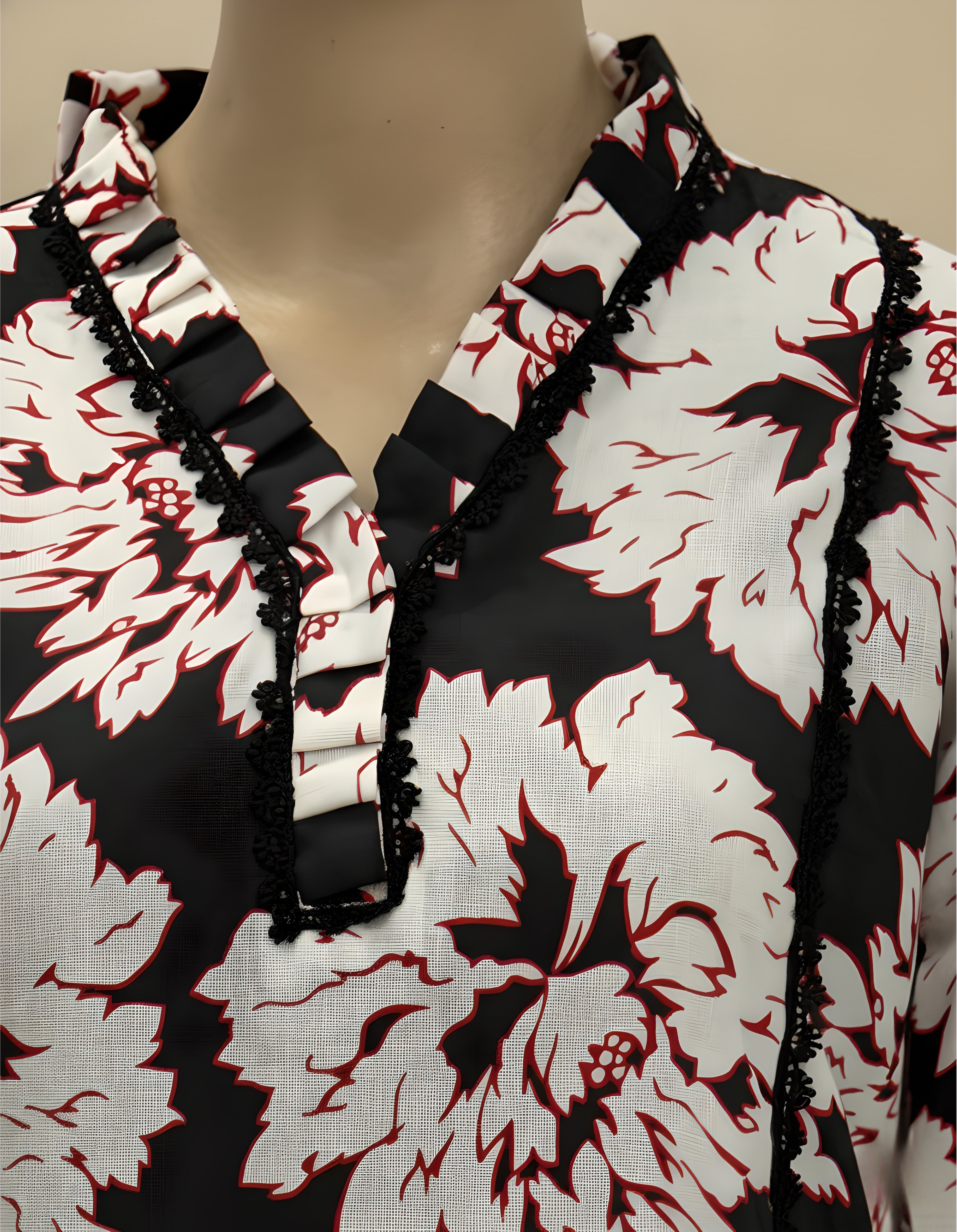 Women’s Black Floral Printed Co-ord Set – Vertigen Fabric