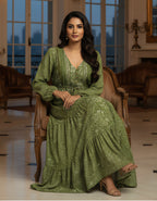 Kasturi Silk Printed Boho Maxi Dress with Drawstring Waist