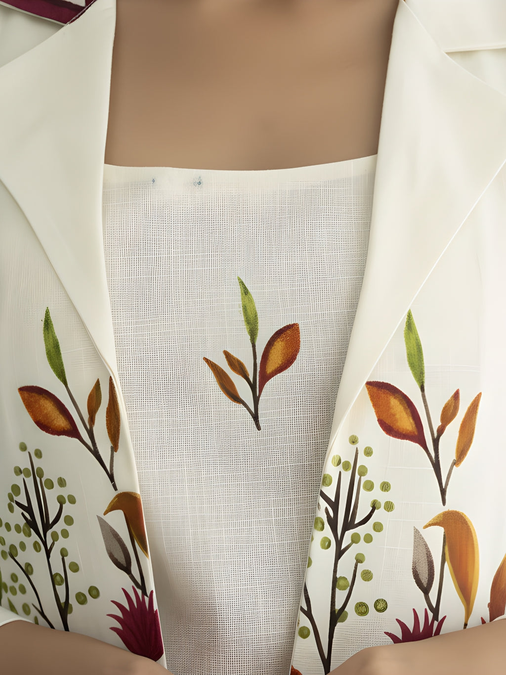 Elegant Floral Cotton Blazer Co-ord Set for Women (3-Piece)