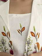 Elegant Floral Cotton Blazer Co-ord Set for Women (3-Piece)