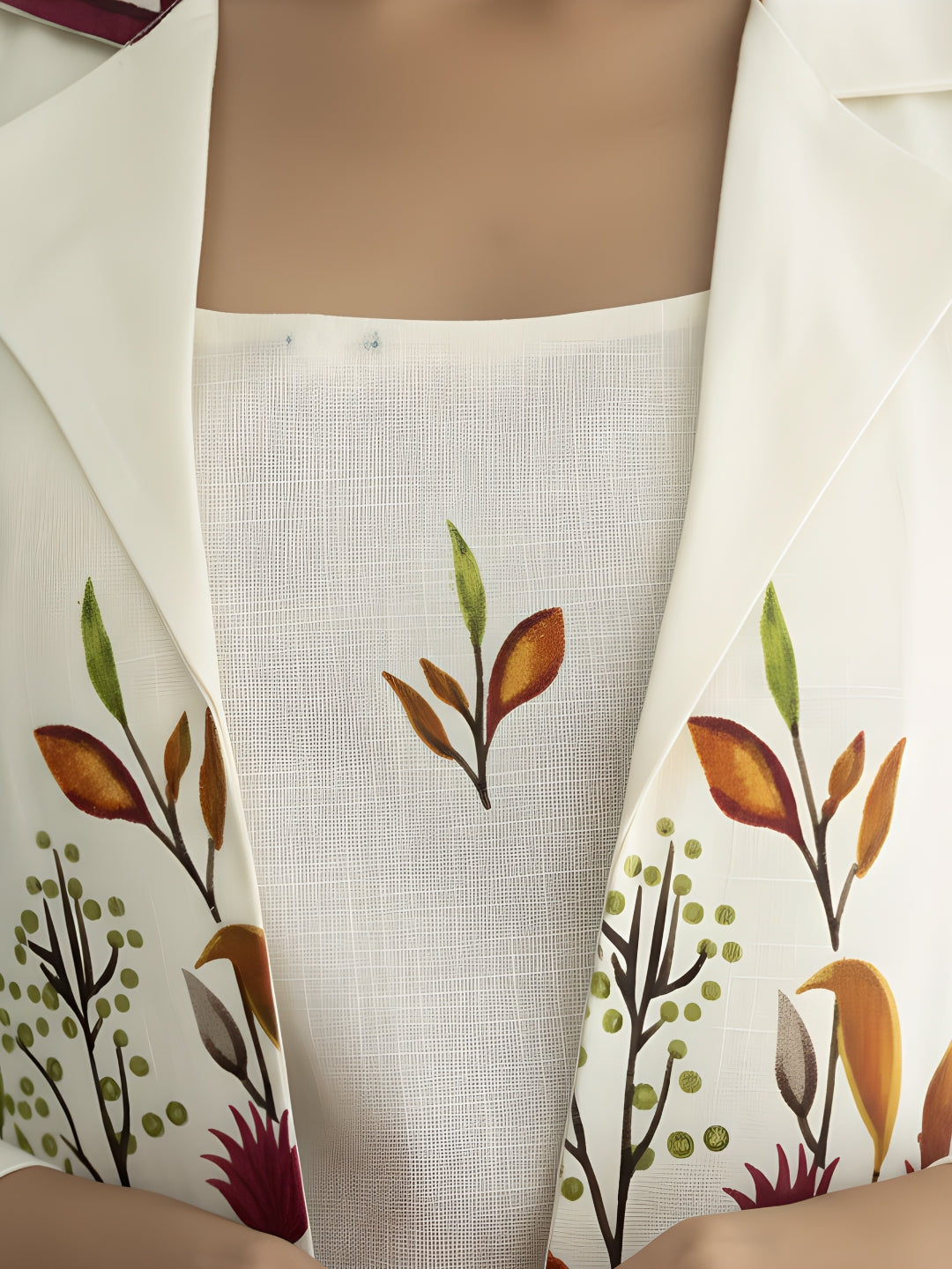 Elegant Floral Cotton Blazer Co-ord Set for Women (3-Piece)