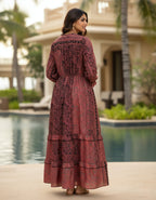 Viigobella Kasturi Silk Printed Tiered Maxi Dress with Drawstring Waist