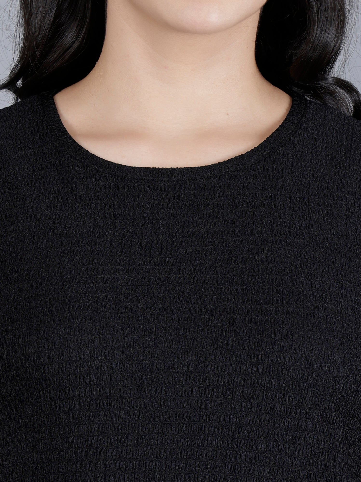 Viigobella Women’s Puff Sleeve Top in Black Sugarcane Fabric