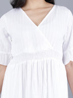 Viigobella Women’s Wrap Midi Dress in White Sugarcane Fabric | Manufacturer & Exporter