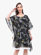Women’s Printed Crepe Kaftan Dress with Lace Hem – Export Quality