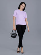 Viigobella Women’s Textured Short Sleeve Top in Lavender Cotton Fabric