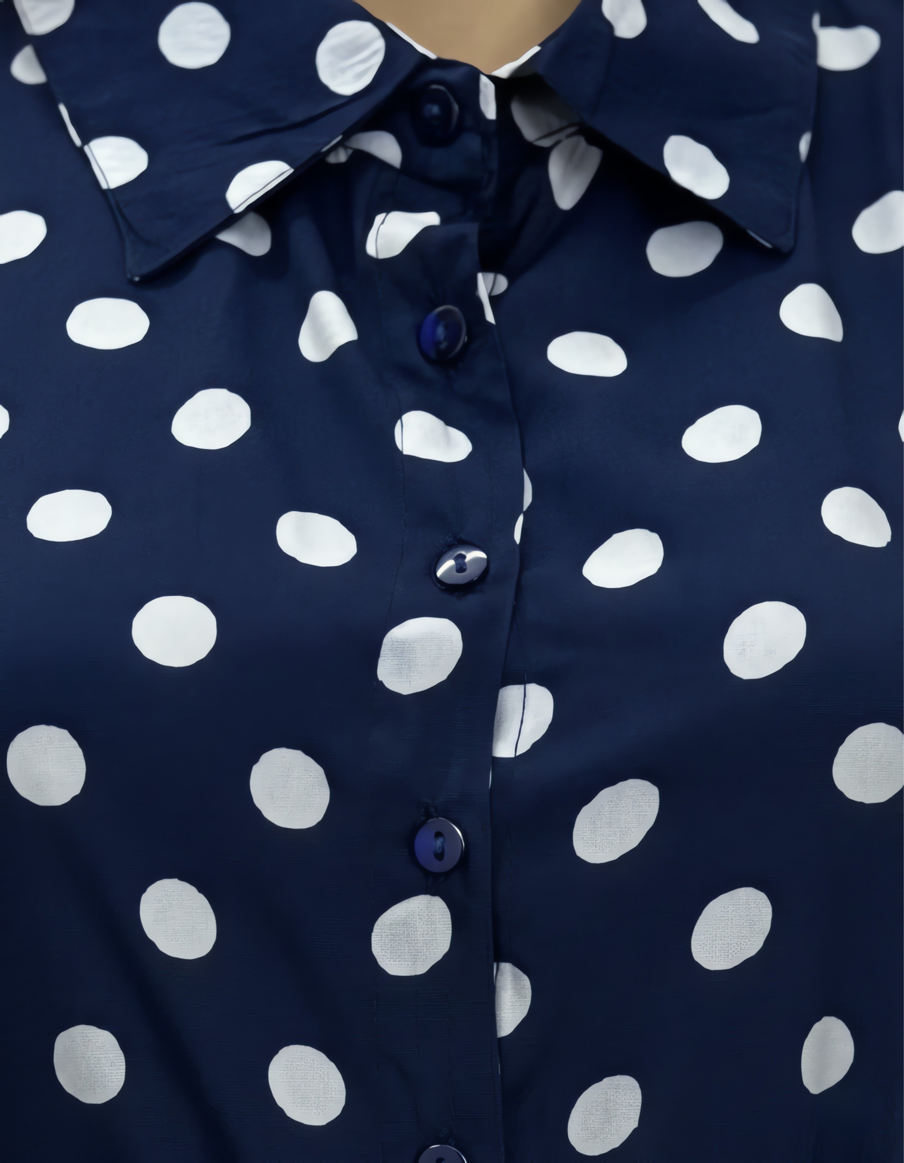 Viigobella Navy Polka Dot Crepe Button-Down Maxi Dress