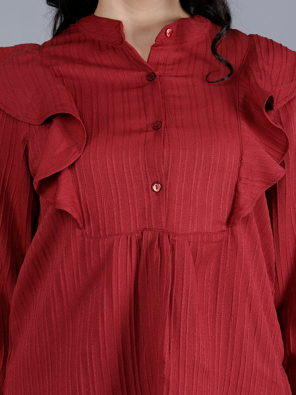 Viigobella Textured Sugarcane Ruffle Detail Top & Pant Co-Ord Set