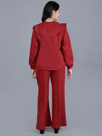 Viigobella Textured Sugarcane Ruffle Detail Top & Pant Co-Ord Set