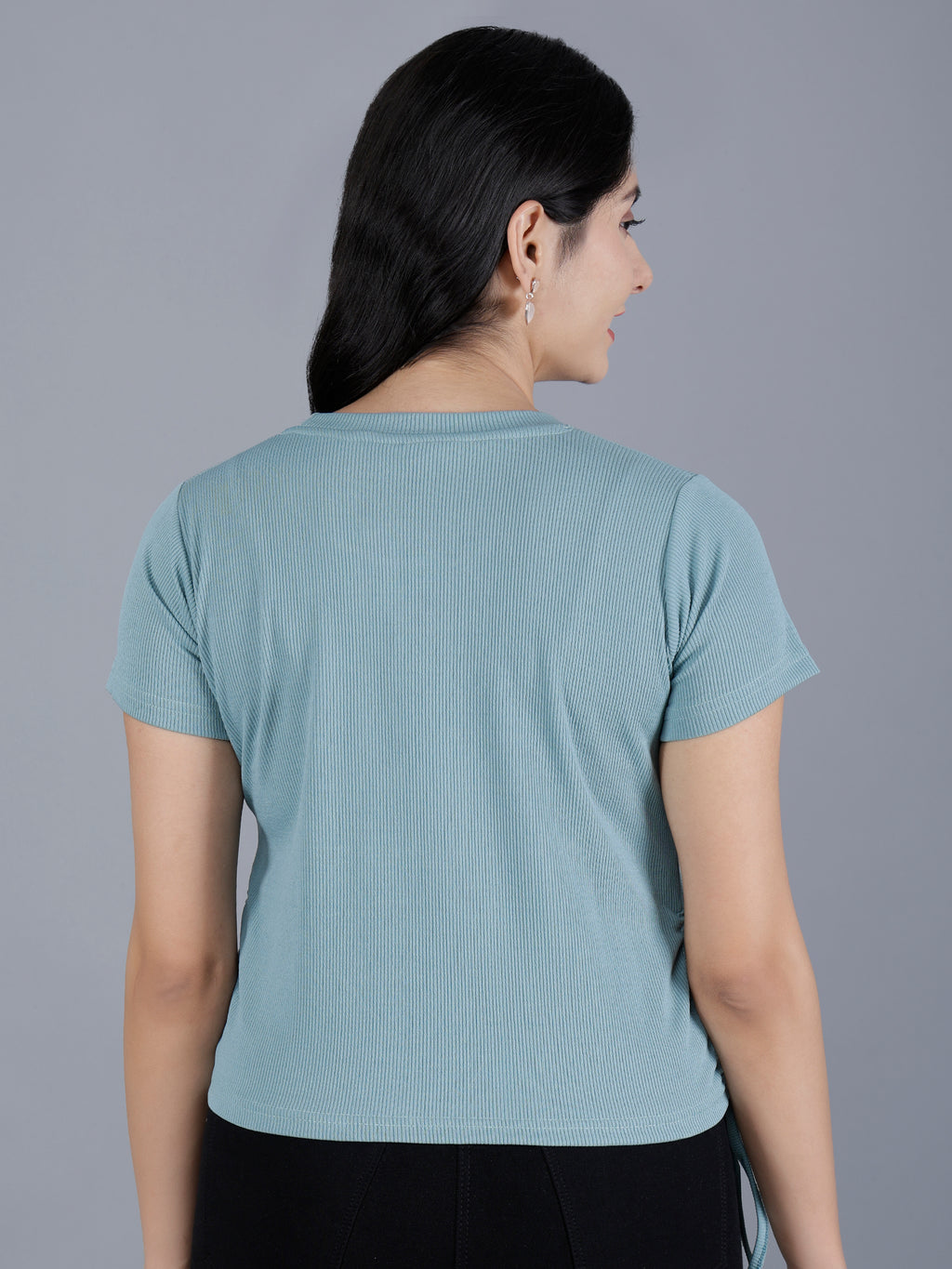 Viigobella Women’s Ribbed Crop Top in Sage Green Rib Fabric