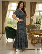 Viigobella Kasturi Silk  Paisley Printed Smocked Waist Maxi Dress