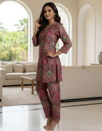 Premium Paisley Printed Co-ord Set in Kasturi Silk – Viigobella