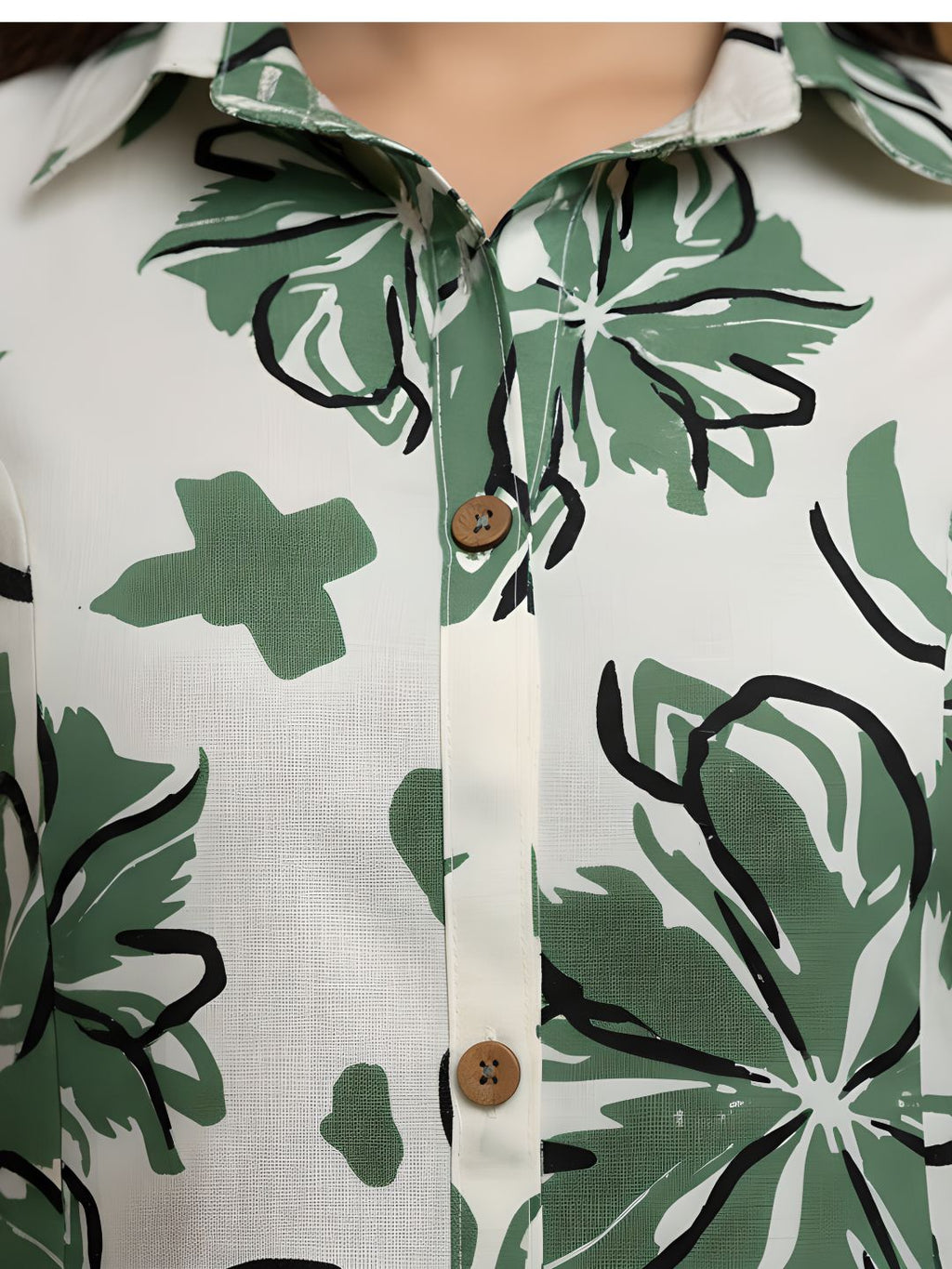 Green Floral Long Shirt Co-ord Set for Women