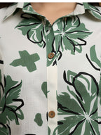 Green Floral Long Shirt Co-ord Set for Women