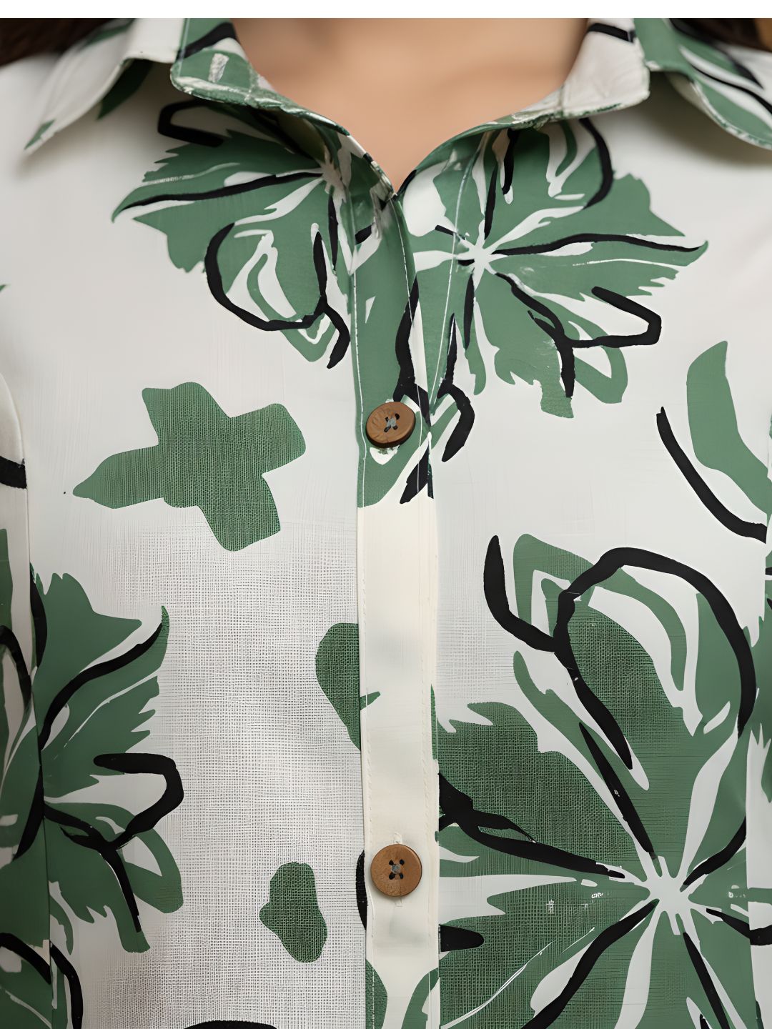 Green Floral Long Shirt Co-ord Set for Women