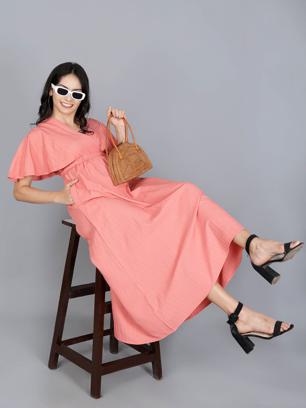 Viigobella Sustainable Sugarcane Fabric Flared Maxi Dress