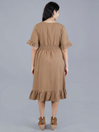 Viigobella Women’s Wrap Midi Dress in Brown Sugarcane Fabric | Manufacturer & Exporter