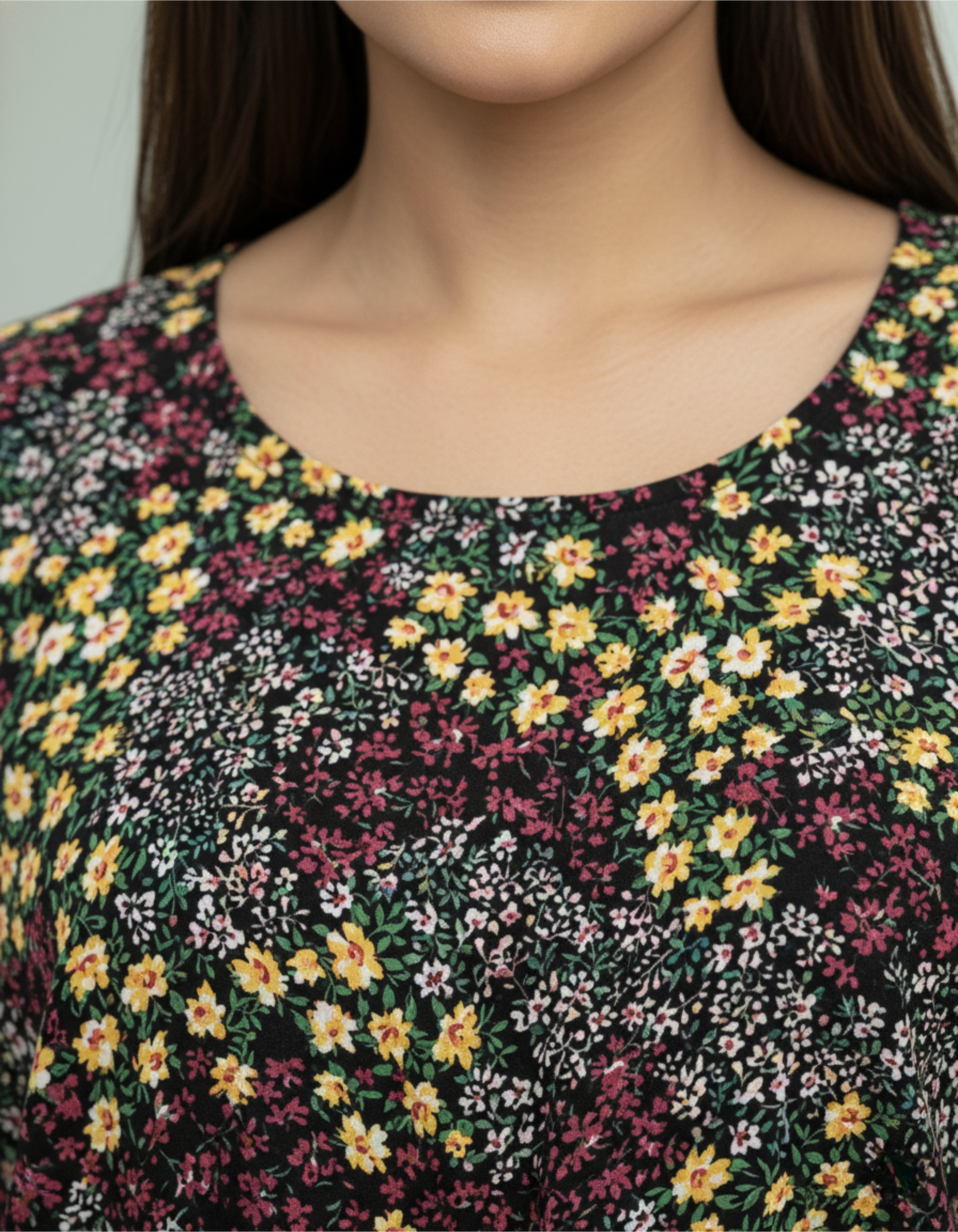 Floral Printed Kaftan Top with Lace Border | Elegant Casual Wear | Viigobella