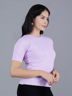 Viigobella Women’s Textured Short Sleeve Top in Lavender Cotton Fabric