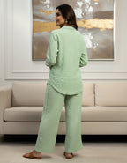 Women’s Premium Mint Green Gucci Check Textured Co-ord Set