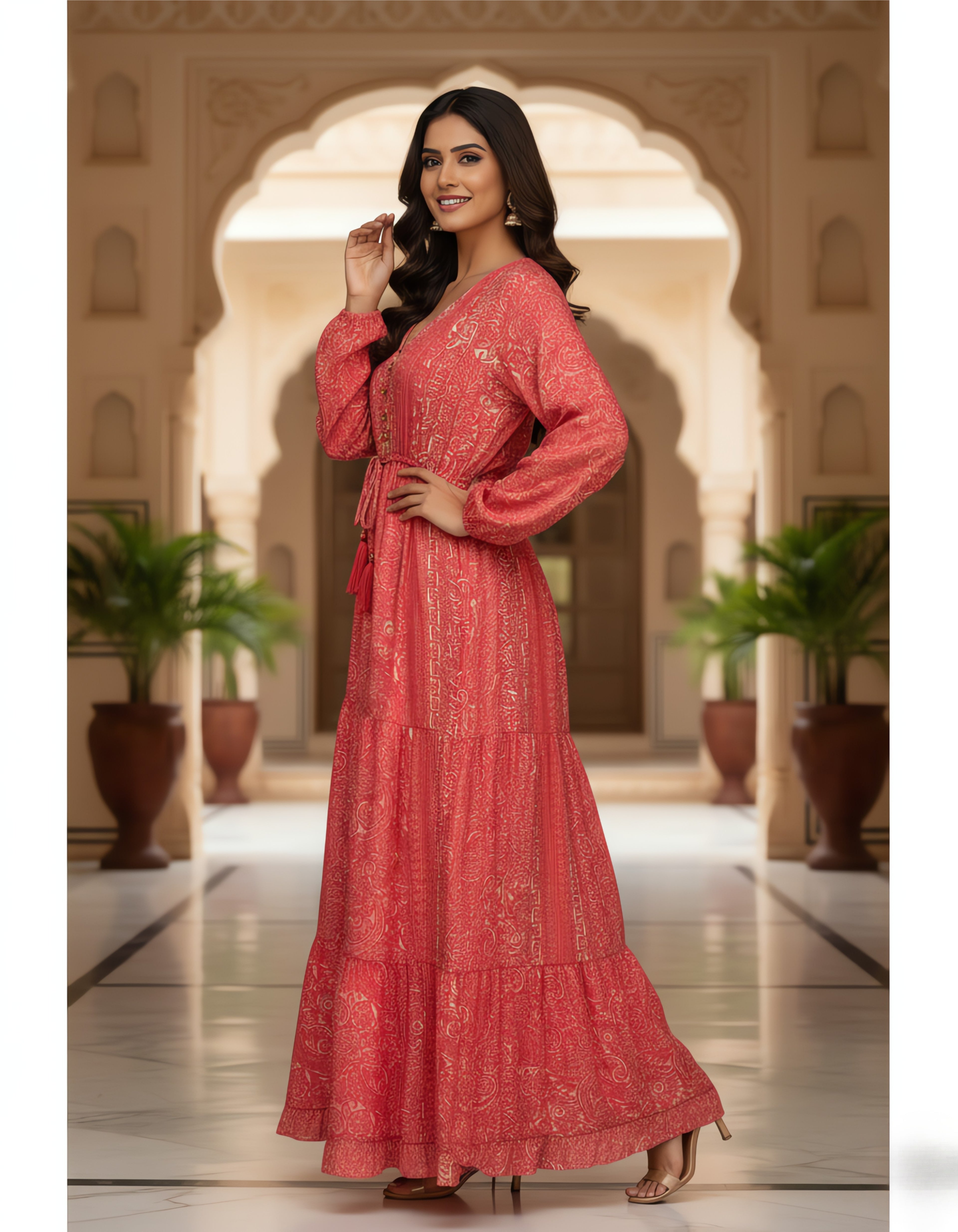 Premium Boho Printed Maxi Dress | Kasturi Silk | Viigobella