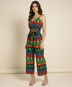 Viigobella Printed Crepe Crop Top & Tie-Up Palazzo Co-Ord Set