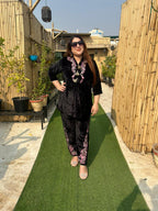 Viigobella Embroidered Velvet Cord Set with Tassels – Top & Pant Co-Ord