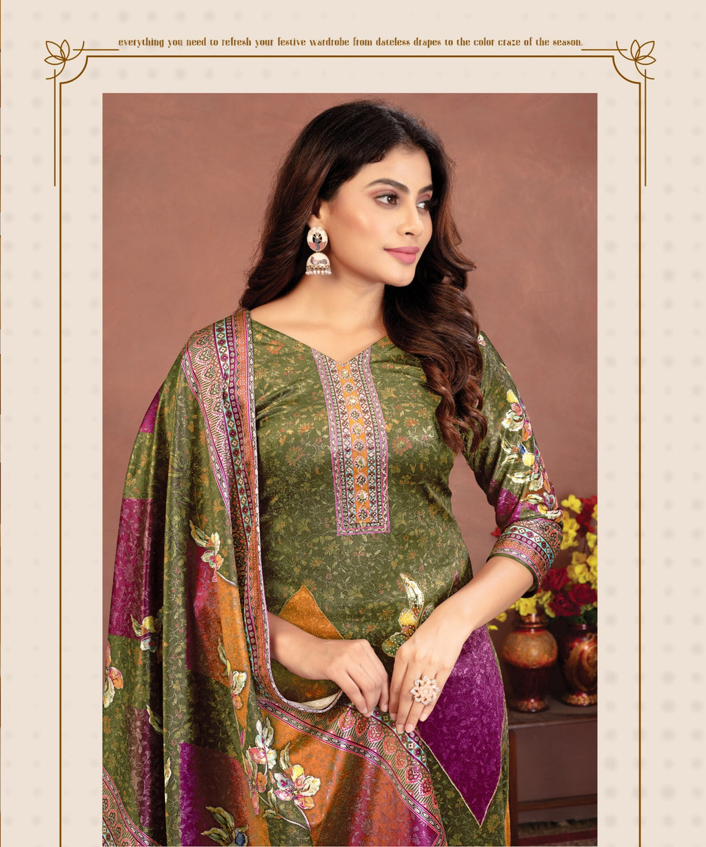 Premium Velvet Designer Printed Suit Set with Dupatta