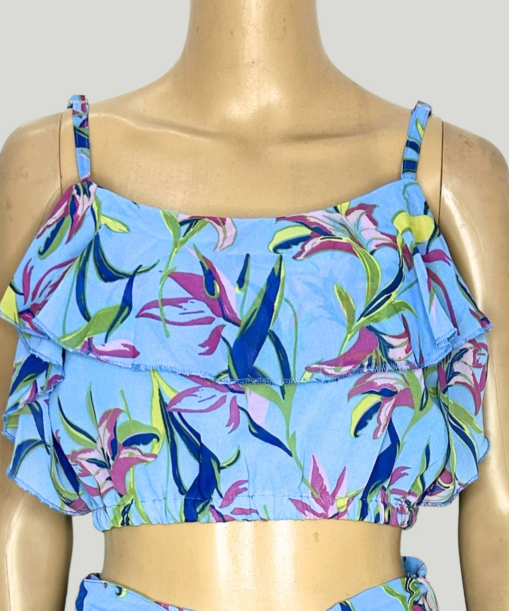Viigobella Printed Georgette Ruffle Crop Top & Palazzo Co-Ord Set