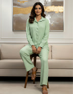 Women’s Premium Mint Green Gucci Check Textured Co-ord Set
