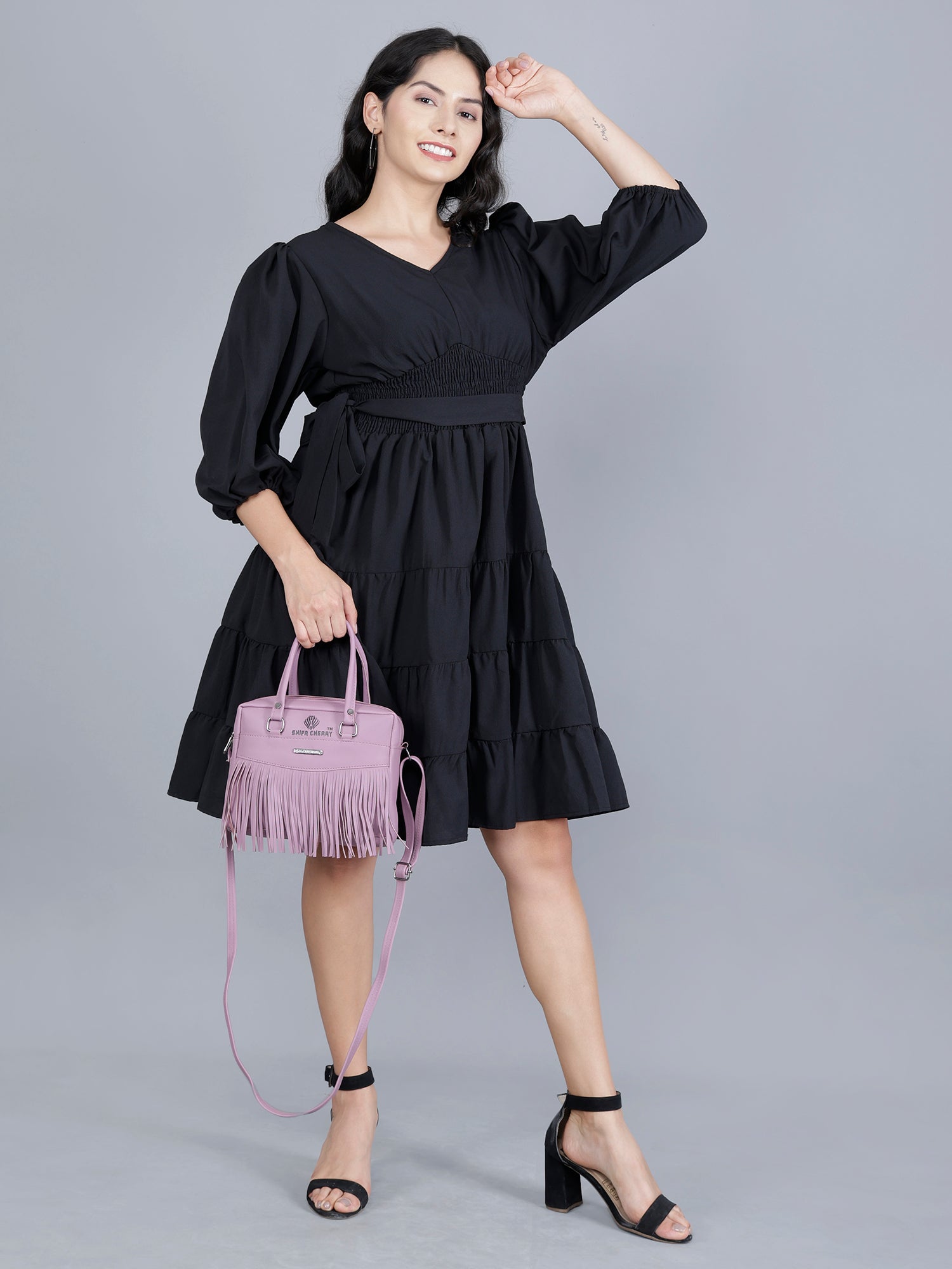 Viigobella Women’s Delta Fabric Tiered Short Dress with Smocked Waist – Export Quality